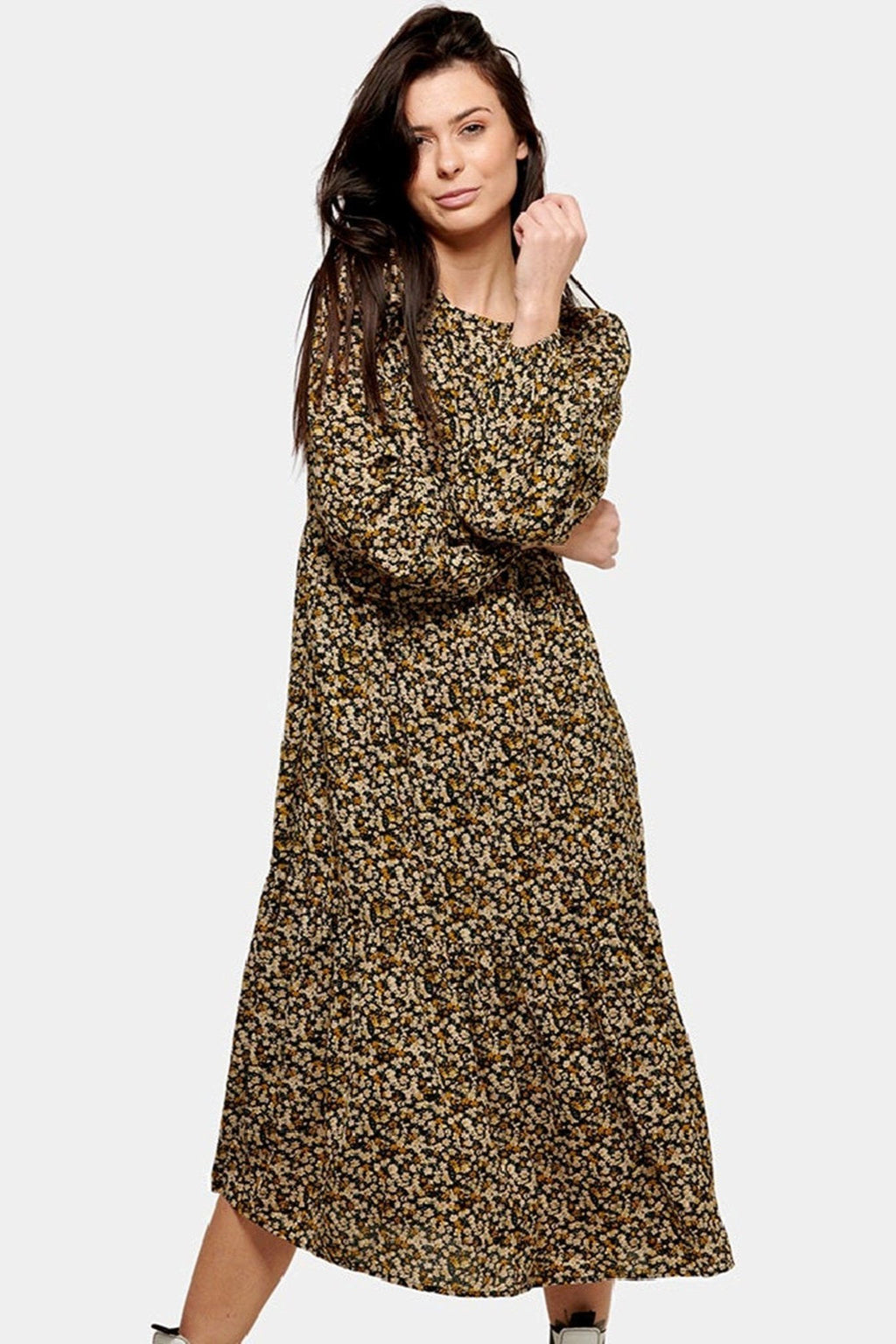 Pals blomstret kjole - Sort blomstret