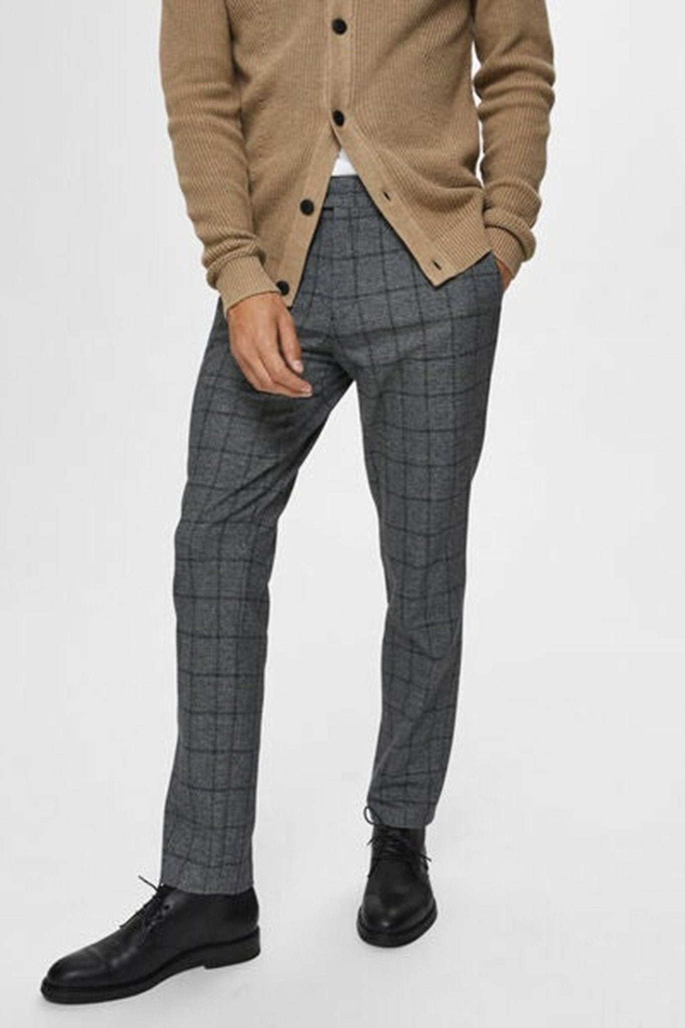 De Originale Performance Premium Pants - Mørkegrå (ternet) - Selected Homme - Grå