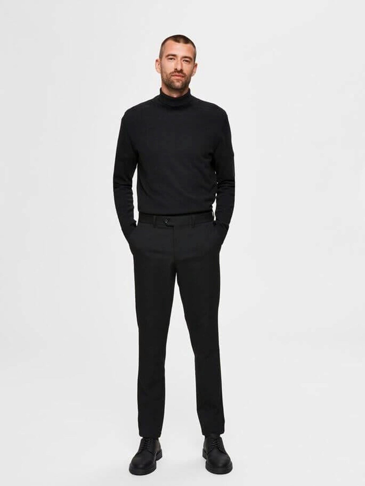 Pima bomulds rullekravetrøje - Sort - Selected Homme - Sort 3