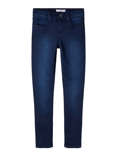 Polly Jeans - Mørk Blå Denim - Name It - Hvid 2