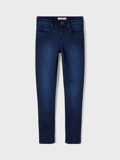 Polly Jeans - Mørk Blå Denim - Name It - Hvid 3