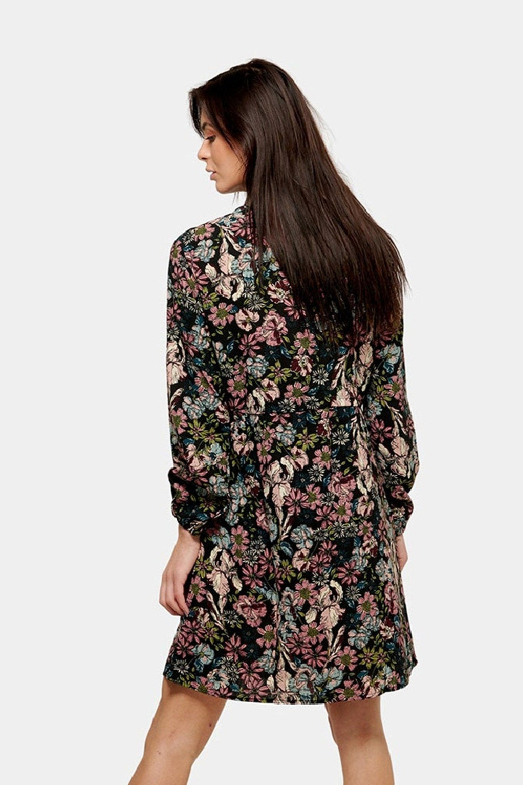 Printet Skjorte Kjole - Sort