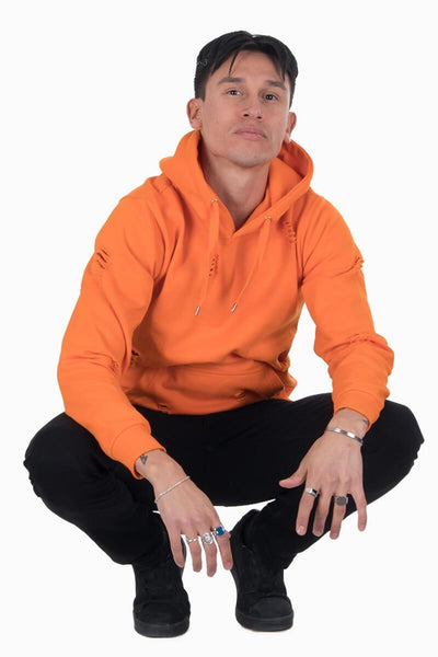 Ripped Hoodie - Orange - TeeShoppen - Orange 3