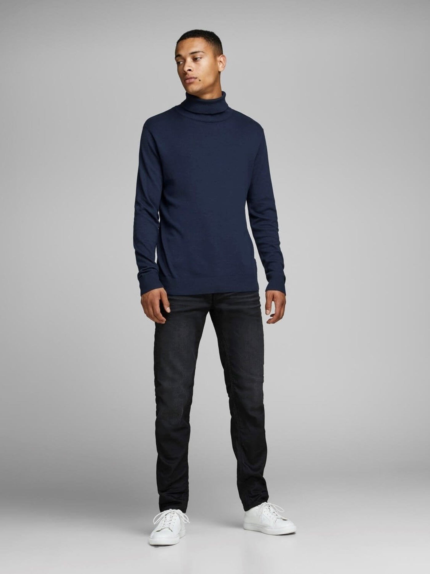 Rullekravetrøje strikket - Mørke blå - Jack & Jones - Blå 2