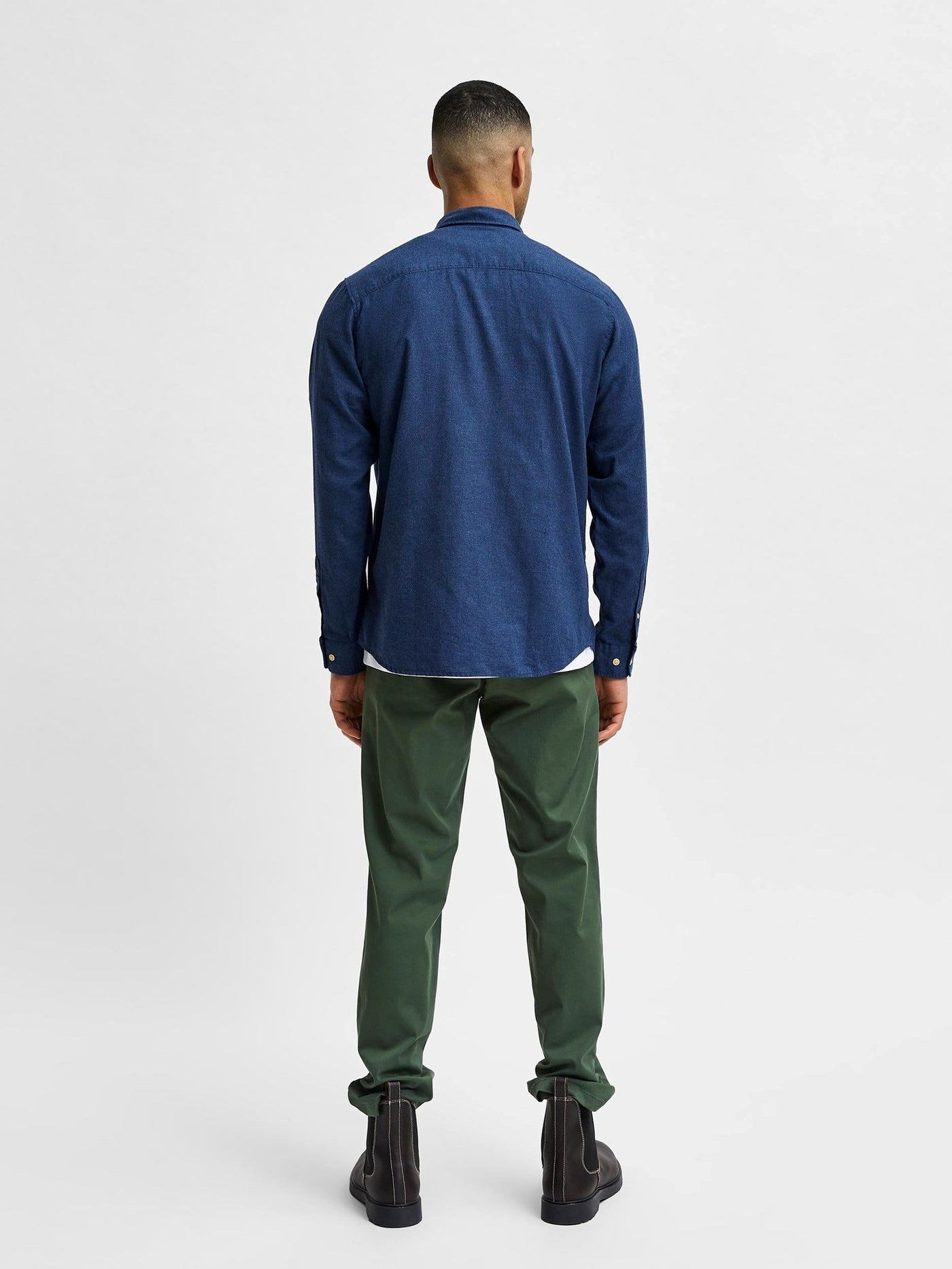 Slim Flannel Skjorte - Dark Sapphire Melange - Selected Homme - Blå 3