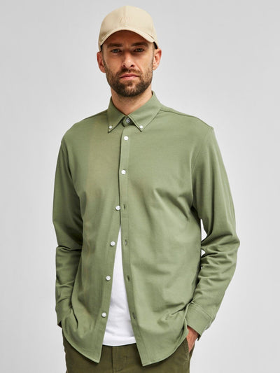 Slim fit skjorte i økologisk bomuld - Grøn - Selected Homme - Grøn 5