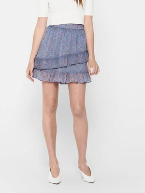 Småblomstret nederdel - Vista Blå - Jacqueline de Yong - Blå