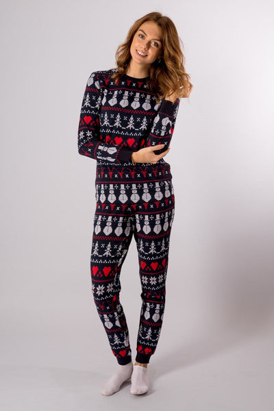 Snowflake Women Pyjamas - Navy - TeeShoppen - Blå