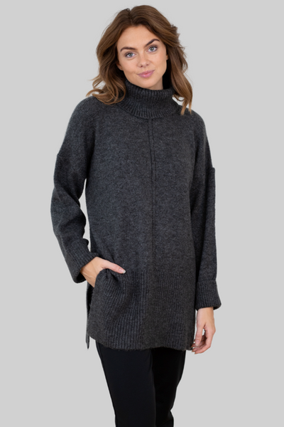 Tatiana Roll Neck Pullover - Mørkegrå - ONLY - Grå