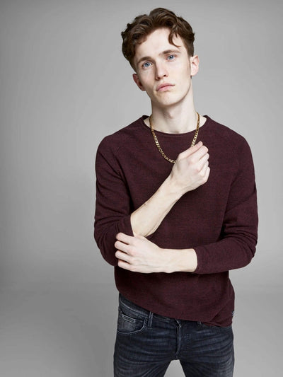 Tekstureret striktrøje - Bordeaux Rød - Jack & Jones - Rød