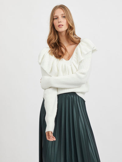 Vicky Knit V-Neck - Hvid - VILA - Hvid