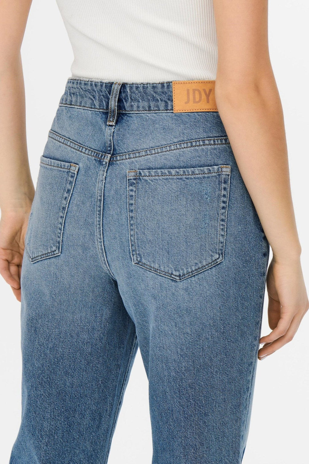 Zikka Farve Blok Bukser - Medium Blå Denim
