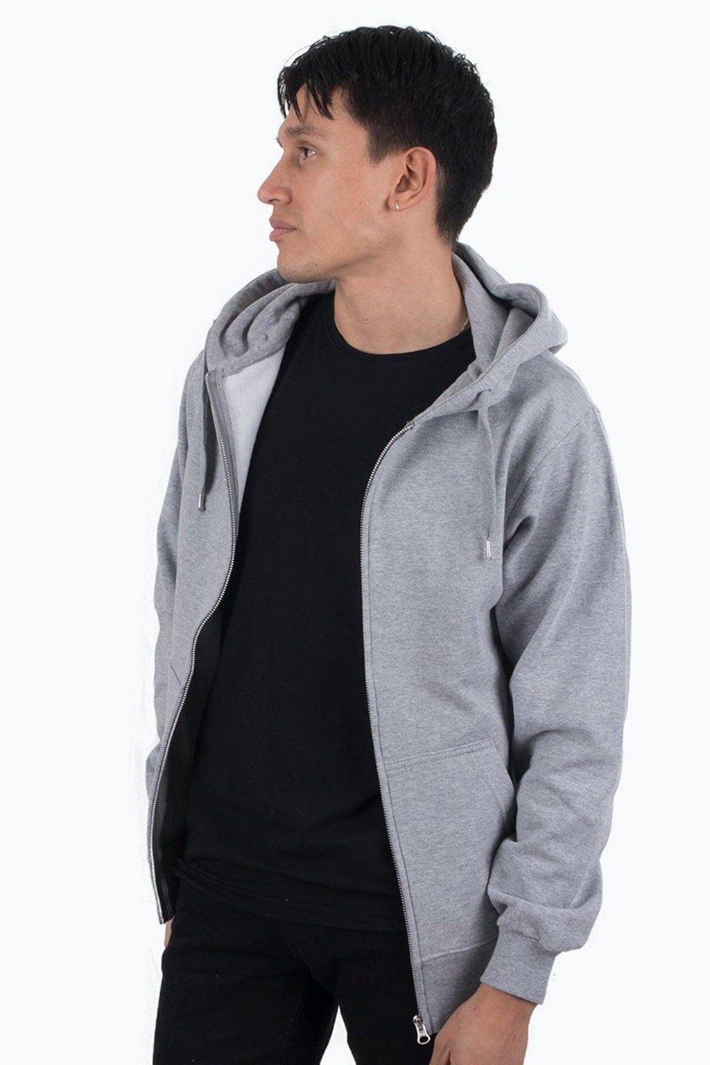 Zip sweat hoodie - Lyse grå