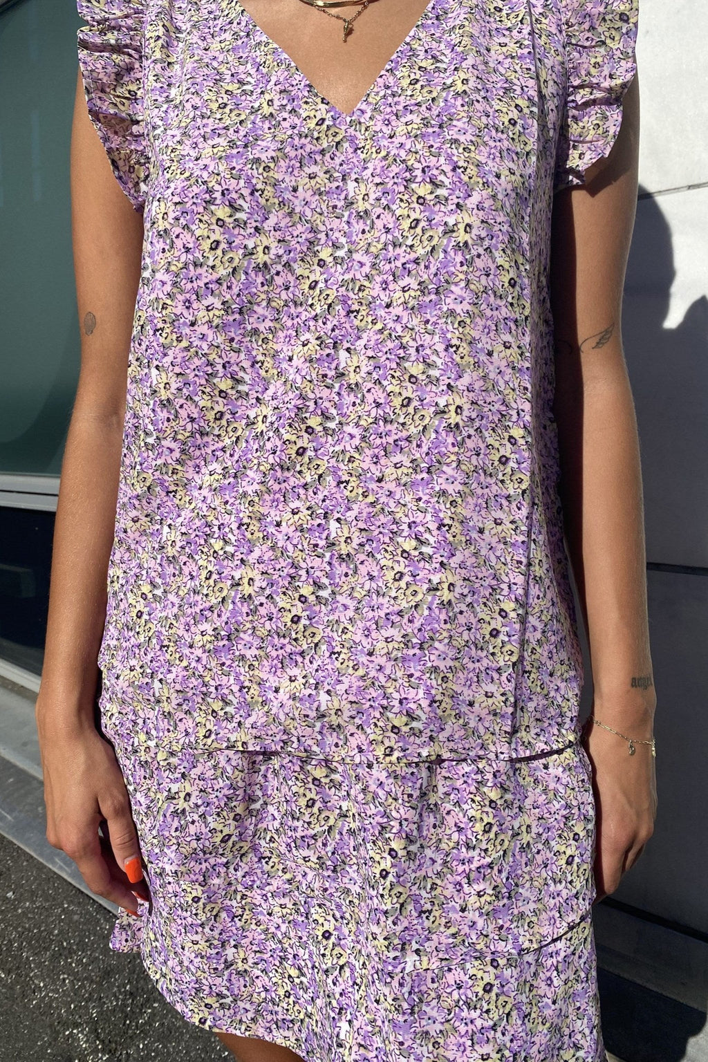 Star Frill V-Neck Bluse - Lemon Meringue