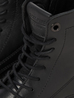 Shaun Leather Boots - Anthracite - Jack & Jones - Sort