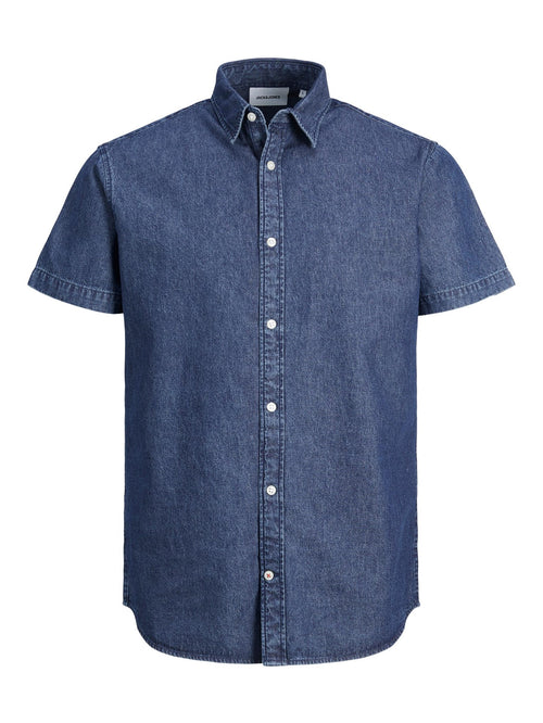 Plain Denim Skjorte - Dark Blue Denim - Jack & Jones - Blå