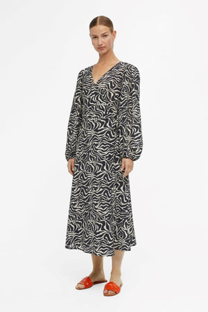 Leonora Midi Wrap Kjole - Sort Sandshell