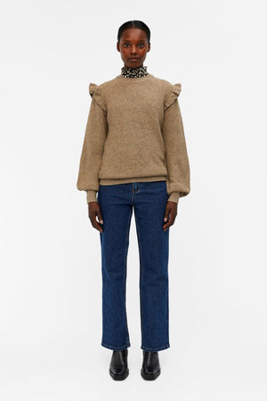 Malena Ruffle Pullover Strik - Fossil