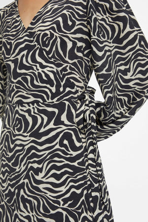 Leonora Midi Wrap Kjole - Sort Sandshell