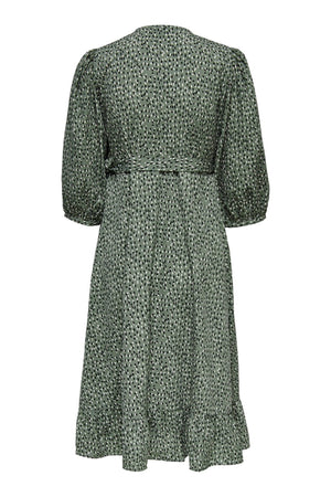 Olivia 3/4 Wrap Midi Dress - Balsam Green
