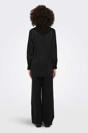 Victoria Satin Skjorte - Sort