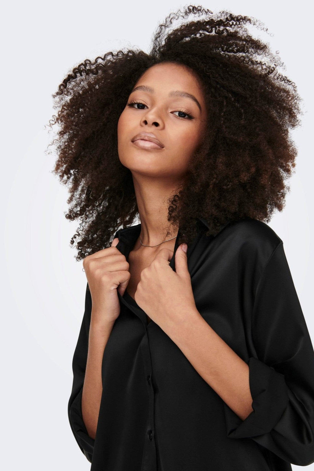 Victoria Satin Skjorte - Sort