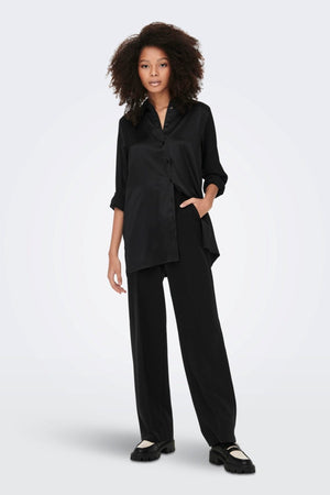 Victoria Satin Skjorte - Sort