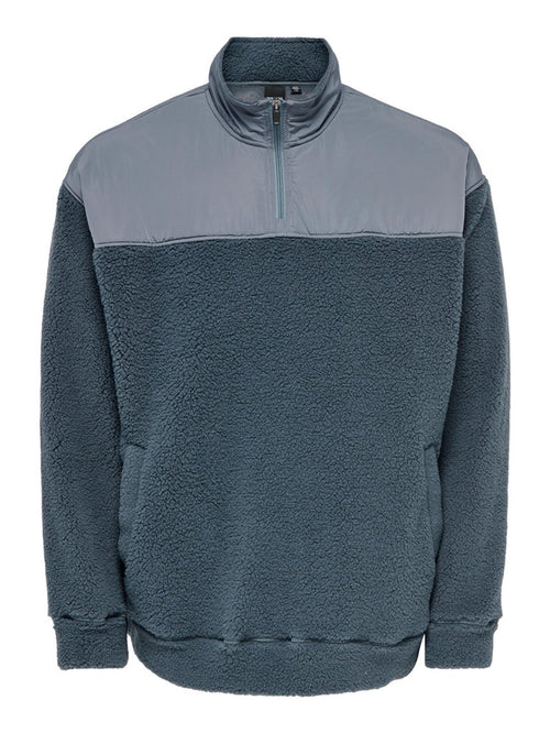 Remy Mix Zip Sweater - Turbulence - Only & Sons - Blå