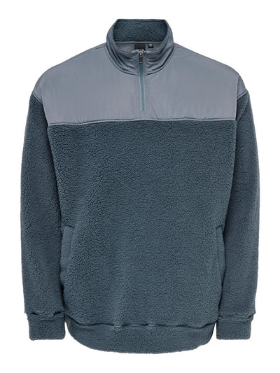 Remy Mix Zip Sweater - Turbulence - Only & Sons - Blå