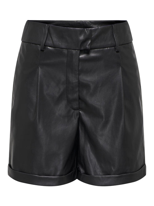 Emy Faux Leather Shorts - Sort - ONLY - Sort