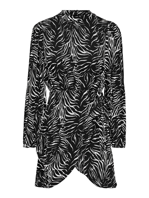 Mille Wrap Klänning - Black Vibrant Zebra - ONLY - Sort