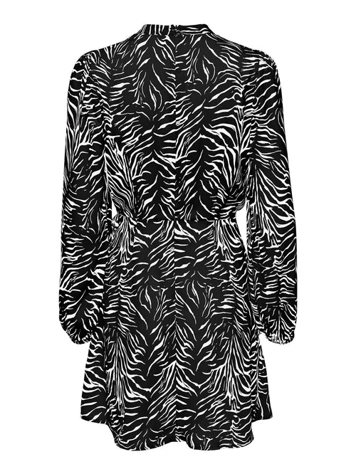 Mille Wrap Klänning - Black Vibrant Zebra - ONLY - Sort