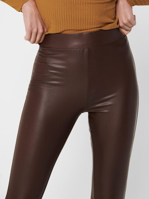 Cool Coated Leggings - Chicory Coffee - ONLY - Brun