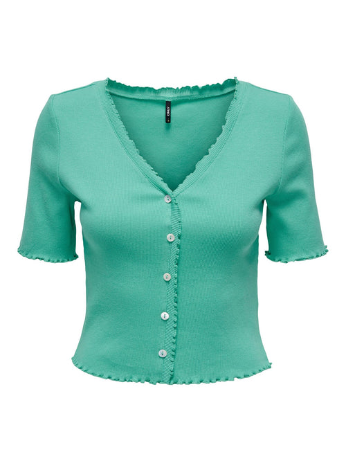 Laila Button Top - Marine Green - ONLY - Grøn