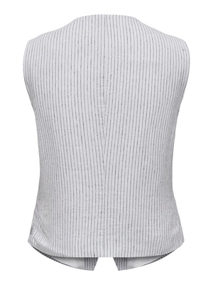 Olga Linen Pinstripe Vest - Bright White - ONLY - Hvid