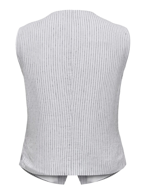 Olga Linen Pinstripe Vest - Bright White - ONLY - Hvid