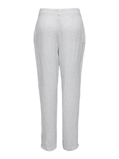 Olga Linen Pinstripe Pants - Bright White - ONLY - Hvid