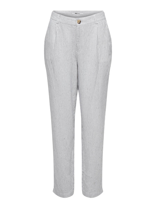 Olga Linen Pinstripe Pants - Bright White - ONLY - Hvid