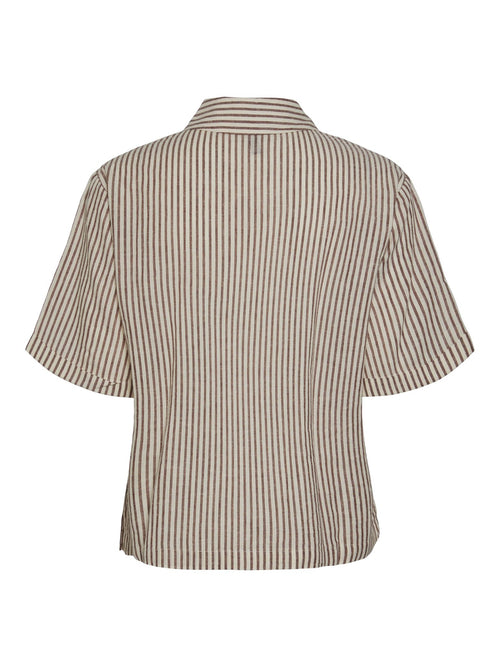 Lorna Short Sleeve Skjorte - Chocolate Fondant - PIECES - Brun