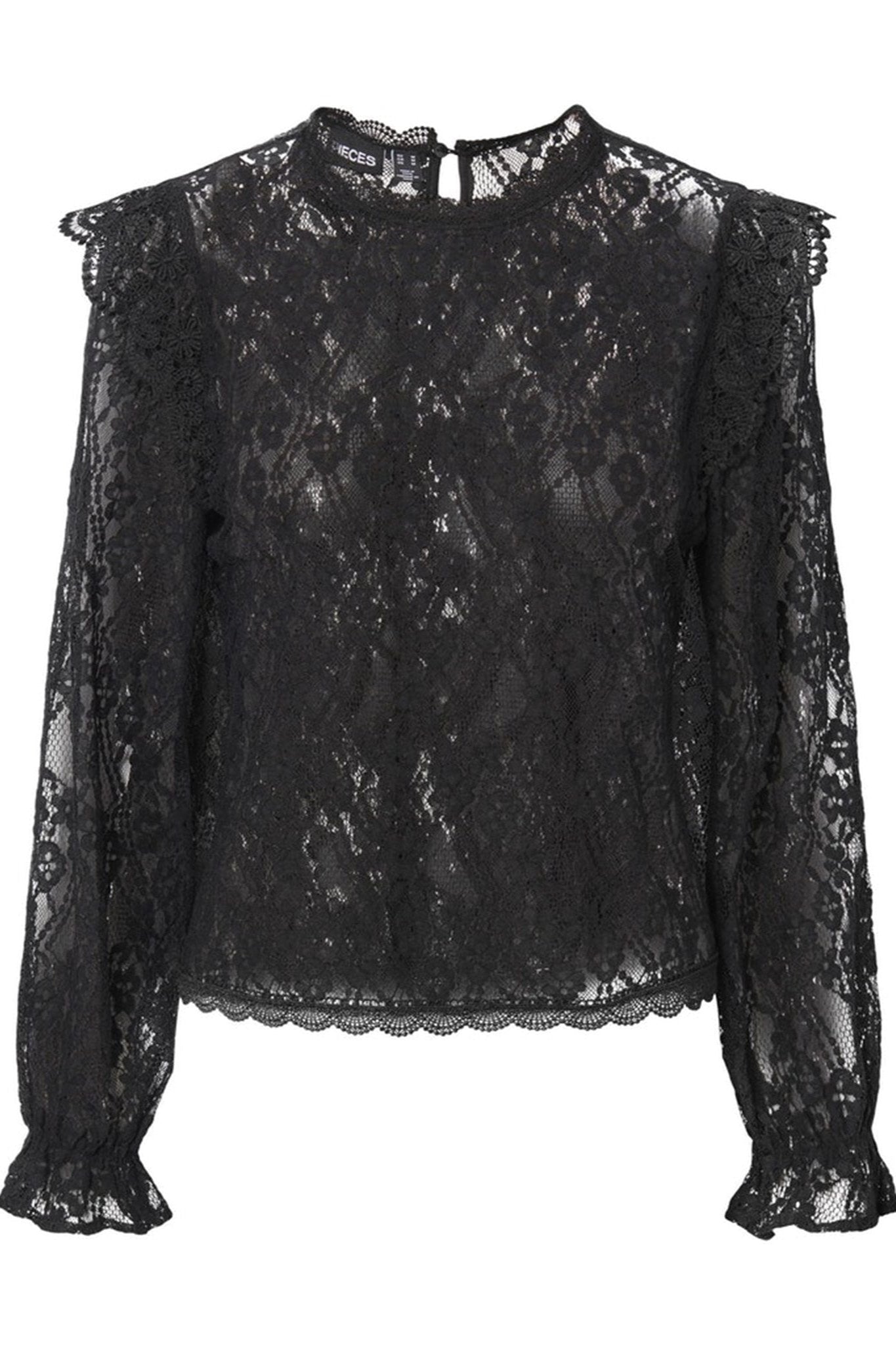 Allie Lace Bluse - Sort - PIECES - Sort 5