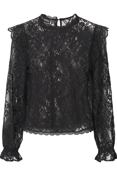 Allie Lace Bluse - Sort - PIECES - Sort 5