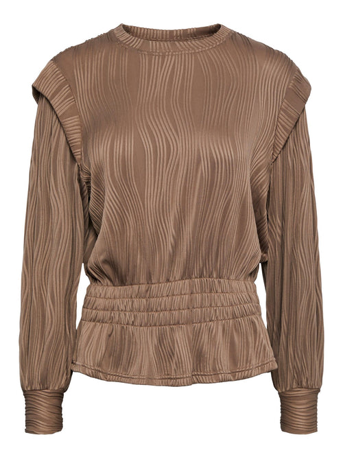 Anela Smock Bluse - Fossil - PIECES - Brun