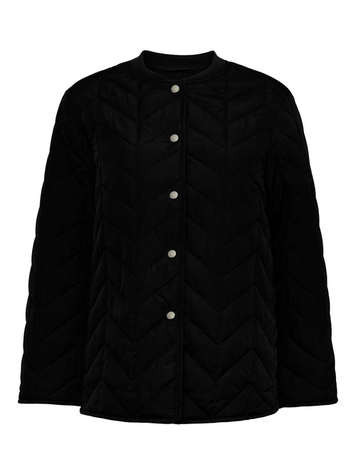 Fawn Short Quilted Jacket - Black - PIECES - Sort