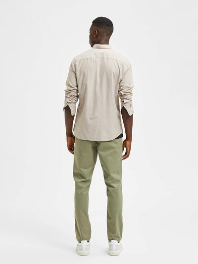 Slim Flannel Skjorte - Ermine Melange - Selected Homme - Hvid 3