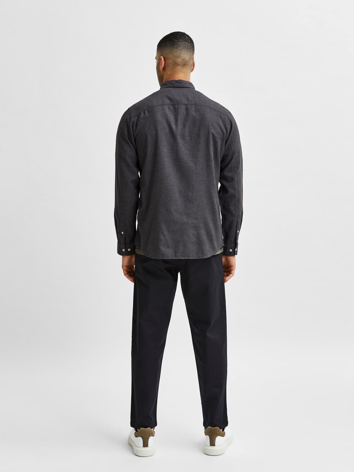 Slim Flannel Skjorte - Sort Melange - Selected Homme - Sort 3
