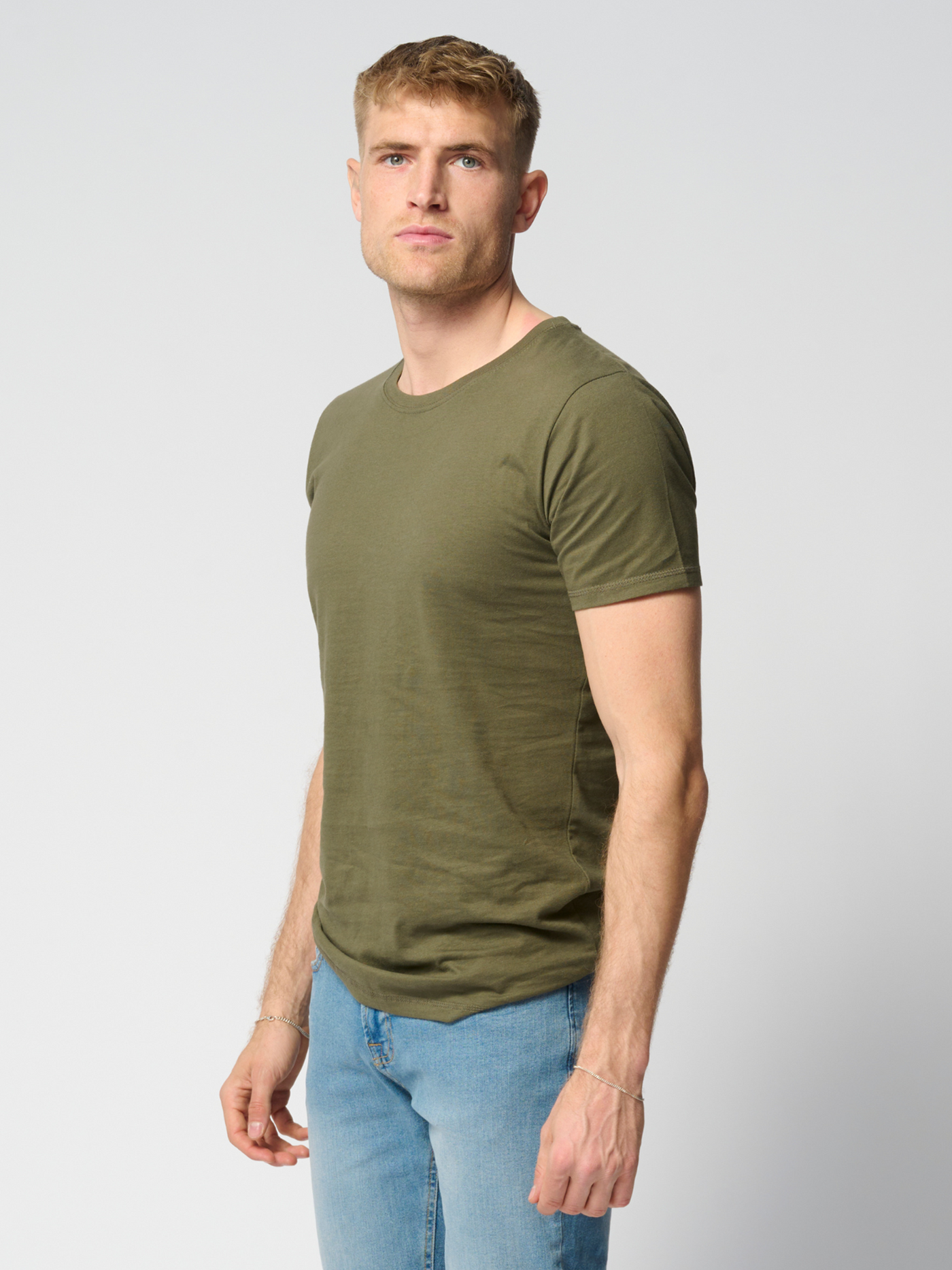 Muscle T-shirt - Armygrøn - TeeShoppen - Hvid