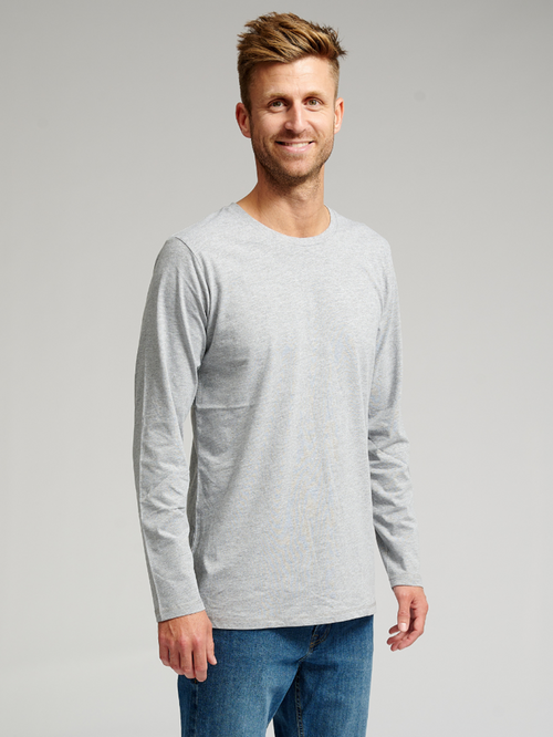 Basic Langærmet T-shirt - Grå - TeeShoppen - Grå
