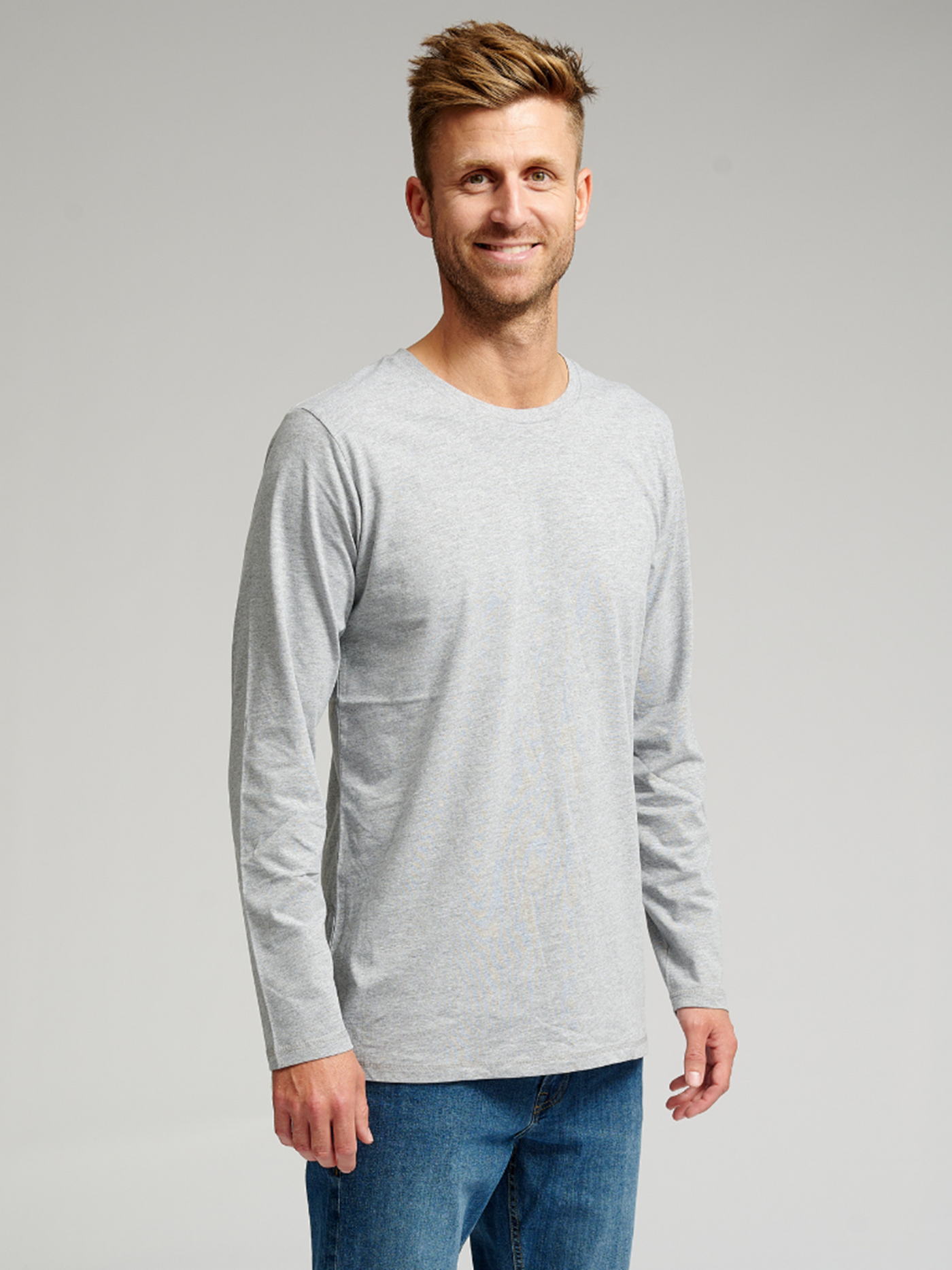 Basic Langærmet T-shirt - Grå - TeeShoppen - Grå 2