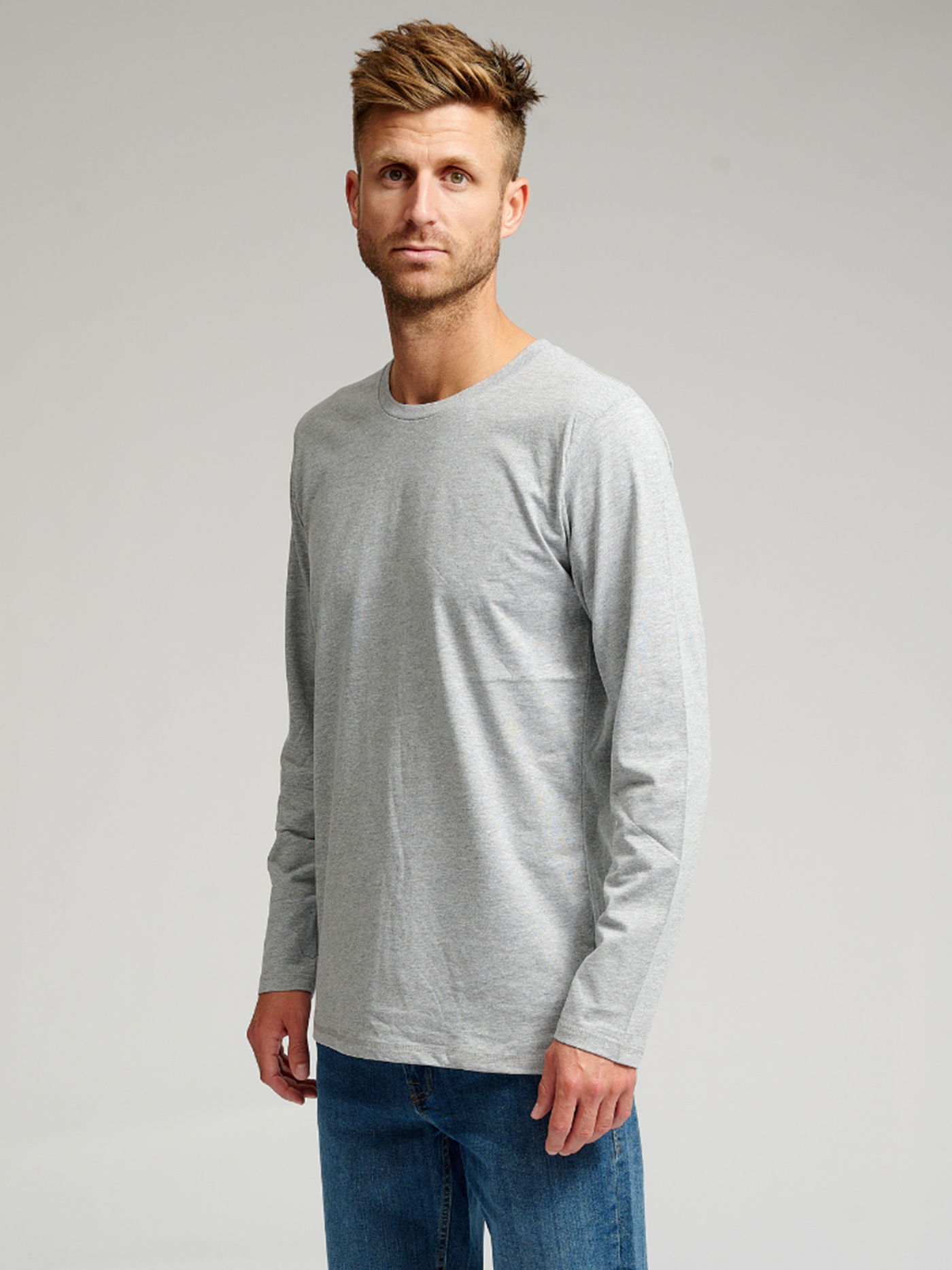 Basic Langærmet T-shirt - Grå - TeeShoppen - Grå 3