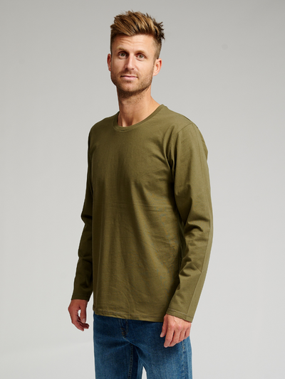 Basic Langærmet T-shirt - Armygrøn - TeeShoppen - Grøn 3